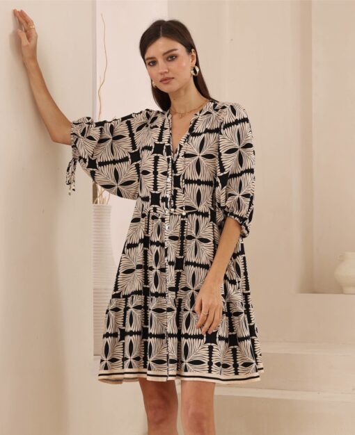 Cortana Mini Dress Exclusive Print Iris Maxi
